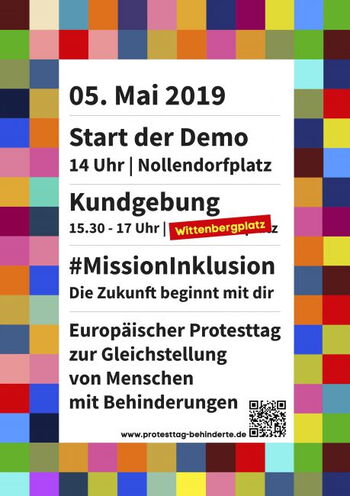 Plakat zum Europäischen Protesttag zur Gleichstellung von Menschen mit Behinderung Plakat zum Europäischen Protesttag zur Gleichstellung von Menschen mit Behinderung